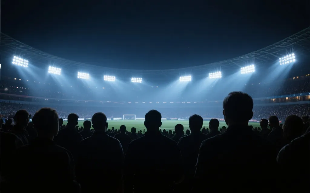 夜晚体育场灯光与观众剪影，象征 39 天超长世界杯赛程